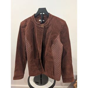 Isaac Mizrahi Live Suede Jacket w/ Quilted Leather Panels – Size 14